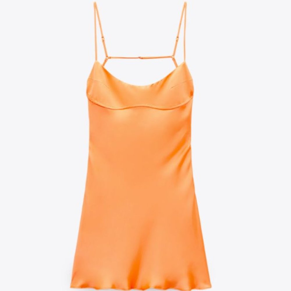 Zara NWT Satin Dress with Cut-Out Detail